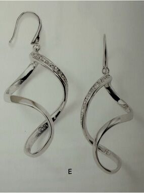 Touchstone Crystal Sterling Silver Twisted Drop Earrings with Clear Pavé